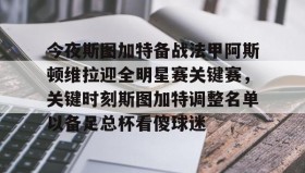 多米体育-包含今夜斯图加特备战法甲阿斯顿维拉迎全明星赛关键赛，关键时刻斯图加特调整名单以备足总杯看傻球迷的词条